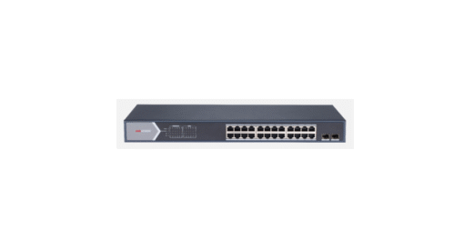 SWITCH HIKVISION 24-PUERTO L2. Unmanaged. 24 Gigabit POE ports. 2 Gigabit SFP uplink port. 802.3af/at. PoE power budget 225w DS-3E0526P-E/M 301801428