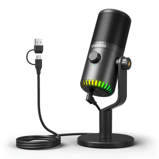 MICROFONO MAONO DE CONDENSADOR USB DM30 RGB