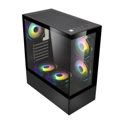 CASE GAMING X-LION HY-680 E010-167 PANEL DE VIDRIO MEDIO TEMPERADO +3. ABANICOS ARGB + FRONTAL Y LATERAL + 2X USB 2.0 + USB 3.0 + AUDIO HD
