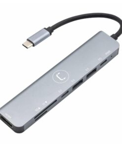HUB UNNO TEKNO HB1107SV 7 EN 1 USB-C 2 PUERTOS USB-A 1 PUERTO USB-C 1 PUERTO PD 1 PUERTO HDMI 1 RANURA SD Y 1 RANURA MICRO SD