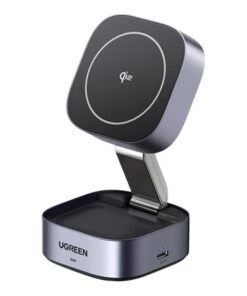 CARGADOR INALAMBRICO 2 EN 1 UGREEN W702 15W MAGNETICO Y PLEGABLE CARGA RAPIDA PARA APPLE 35316