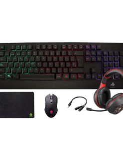KIT GAMING EAGLE WARRIOR RHINO 4 IN 1 TECLADO RAINBOW COLOR LETTER BACKLIGHT+ MOUSE + MOUSE PAD+ HEADSET + (KMB302+ MOM636+ FXX24182+ FHS3007)