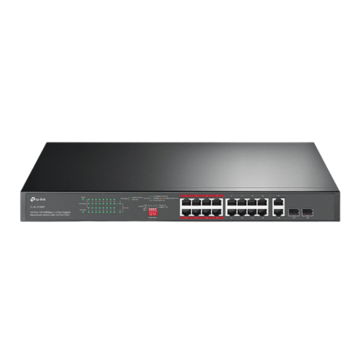 SWITCH TP LINK TL-SL1218MP(UN) 16 PUERTOS POE+ 10/100MBPS 2 PUERTOS GIGABIT RJ45 2 COMBO GIGABIT SFP 10/100/1000 MBPS